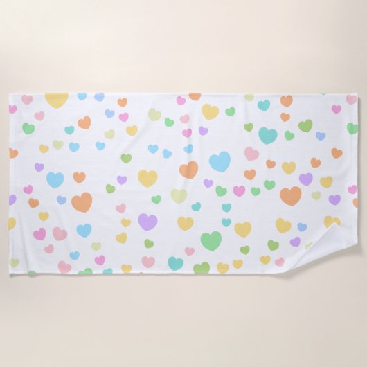 Pastel Rainbow Heart Pattern Art Strandtuch (Vorderseite)