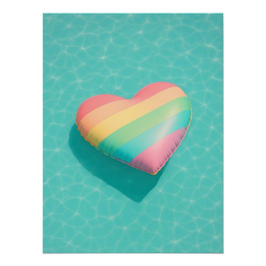 Pastel Rainbow Heart Pool Float Art Dreamy Summer Poster (Vorderseite)