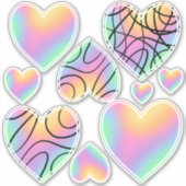 Pastel Rainbow Heart Stickers Aufkleber (Vorderseite)