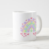 Pastel Rainbow Hearts Dog Paw druckt zweiteiliges Jumbo-Tasse (Vorderseite Rechts)