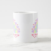 Pastel Rainbow Hearts Dog Paw druckt zweiteiliges Jumbo-Tasse (Vorderseite)