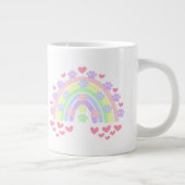 Pastel Rainbow Hearts Dog Paw druckt zweiteiliges  Jumbo-Tasse (Rechts)