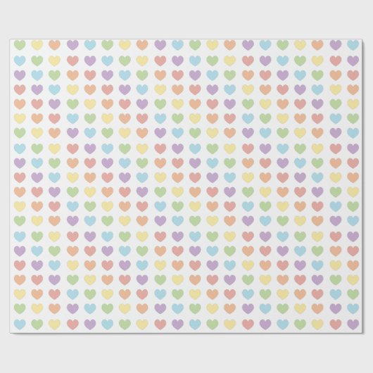 Pastel Rainbow Hearts Geschenkpapier (Flach)