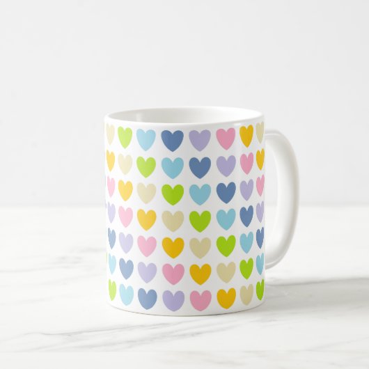 Pastel Rainbow Hearts Kaffeetasse (VorderseiteRechts)