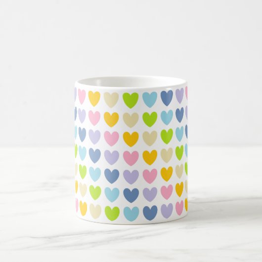 Pastel Rainbow Hearts Kaffeetasse (Mittel)