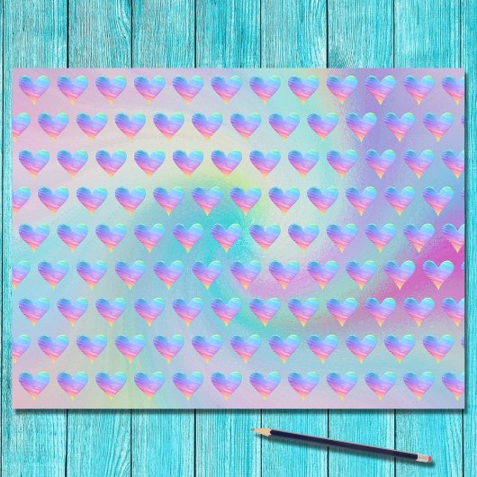 Pastel Rainbow Hearts Muster Decoupage Seidenpapier