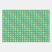 Pastel Rainbow Hearts Pattern Kids Geschenkpapier Set (Vorderseite 3)