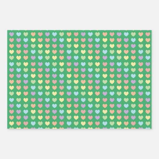 Pastel Rainbow Hearts Pattern Kids Geschenkpapier Set (Vorderseite 3)