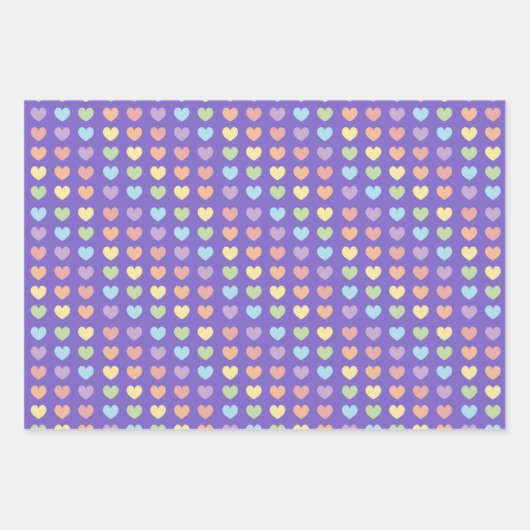 Pastel Rainbow Hearts Pattern Kids Geschenkpapier Set (Vorderseite 2)