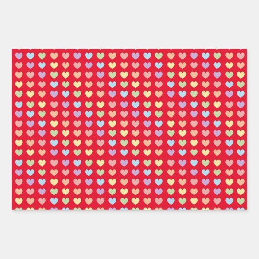 Pastel Rainbow Hearts Pattern Kids Geschenkpapier Set (Vorderseite)