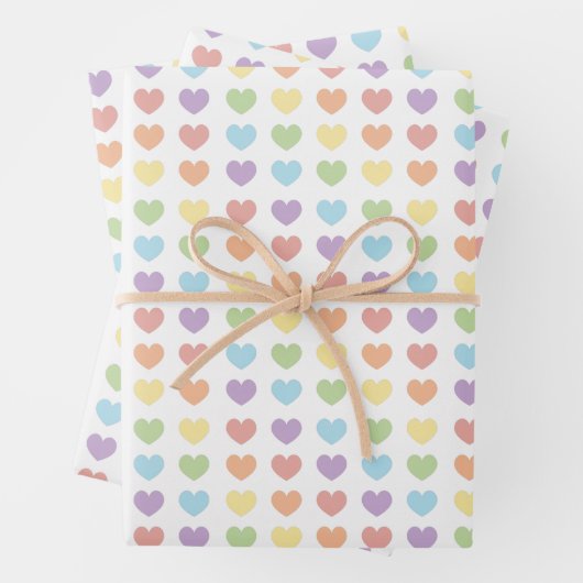 Pastel Rainbow Hearts Pattern Kids Geschenkpapier Set (Beispiel)