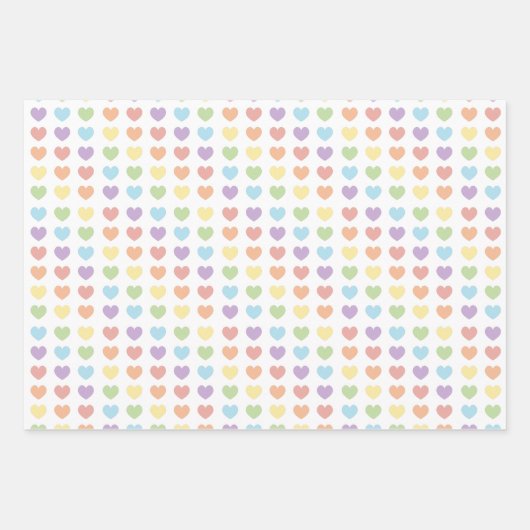 Pastel Rainbow Hearts Pattern Kids Geschenkpapier Set (Vorderseite)