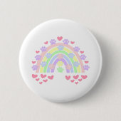 Pastel Rainbow Hearts und Dog Paw Prints Button (Vorderseite)