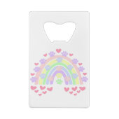 Pastel Rainbow Hearts und Dog Paw Prints Geldbeutel Flaschenöffner (Rückseite)