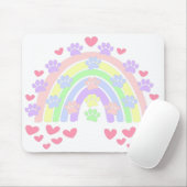 Pastel Rainbow Hearts und Dog Paw Prints Mousepad (Mit Mouse)