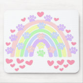 Pastel Rainbow Hearts und Dog Paw Prints Mousepad (Vorne)