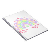 Pastel Rainbow Hearts und Dog Paw Prints Notizblock (Rechte Seite)