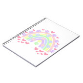 Pastel Rainbow Hearts und Dog Paw Prints Notizblock (Linke Seite)