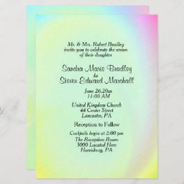 Pastel Rainbow Hochzeit Einladung mit Empfang