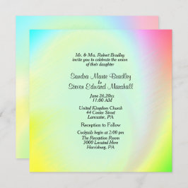 Pastel Rainbow Hochzeit Einladung mit Empfang