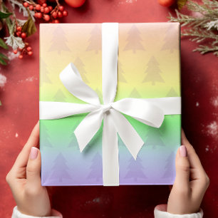 Pastel Rainbow Holiday Tree Geschenkpapier