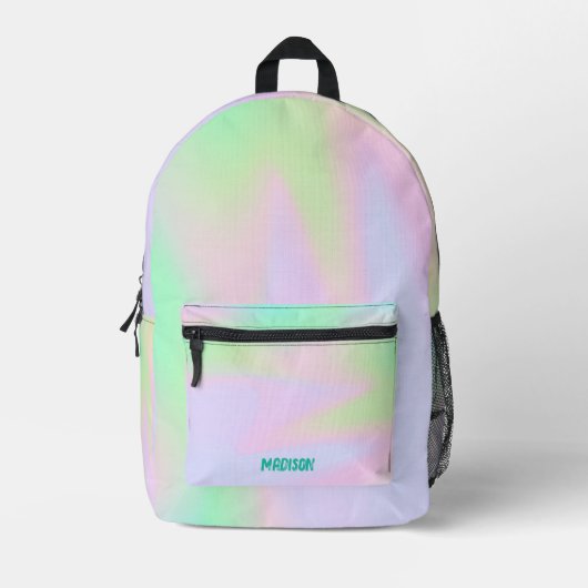 Pastel Rainbow Hologram Watercolor Individuelle Na Bedruckter Rucksack (Vorderseite)
