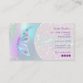 Pastel Rainbow Holographic Butterfly Business Card Visitenkarte (Rückseite)
