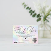 Pastel Rainbow Holographic Customer Danke Visitenkarte (Stehend Vorderseite)