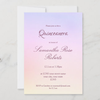Pastel Rainbow Holographic Elegante Quinceanera Einladung