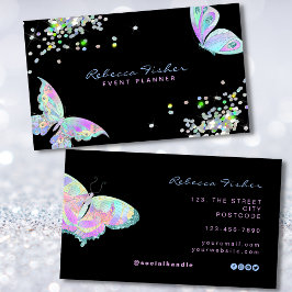Pastel Rainbow Holographic Iridescent Butterfly Visitenkarte