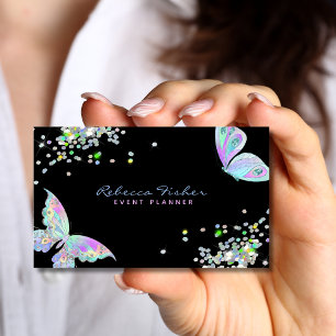 Pastel Rainbow Holographic Iridescent Butterfly Visitenkarte