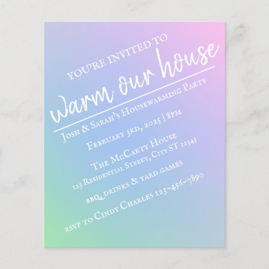 Pastel Rainbow Housewarming Party Flyer (Vorne)