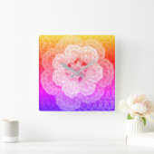 Pastel Rainbow Hues Einzigartiges Designer Crochet Quadratische Wanduhr (Zuhause)