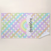 Pastel Rainbow Kariert Strandtuch (Vorderseite)
