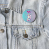 Pastel Rainbow Kawaii Otter Kids Birthday Button (Beispiel)