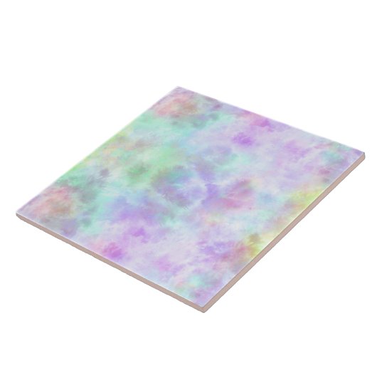 Pastel Rainbow Krawatte-Dye Aquarellmalerei Fliese (Seite)
