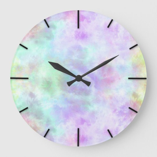 Pastel Rainbow Krawatte-Dye Aquarellmalerei Große Wanduhr (Vorderseite)