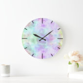 Pastel Rainbow Krawatte-Dye Aquarellmalerei Große Wanduhr (Zuhause)
