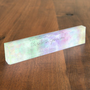 Pastel Rainbow Krawatte-Dye Aquarellmalerei Namensplakette