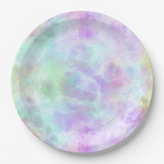 Pastel Rainbow Krawatte-Dye Aquarellmalerei Pappteller (Vorderseite)