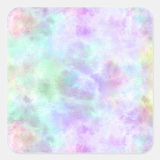 Pastel Rainbow Krawatte-Dye Aquarellmalerei Quadratischer Aufkleber (Vorderseite)