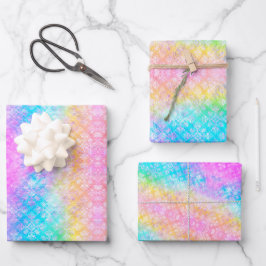 Pastel Rainbow Krawatte-Dye Fraktal All-Occasion Geschenkpapier Set