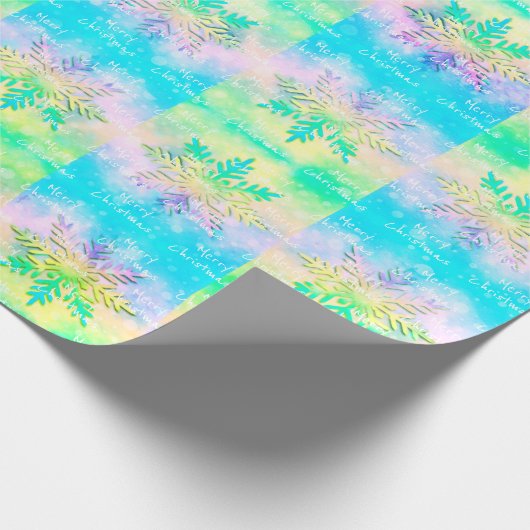 Pastel Rainbow Krawatte-Dye Snowflake Frohe Weihn Geschenkpapier (Ecke)