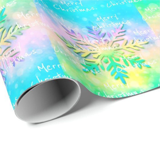  Pastel Rainbow Krawatte-Dye Snowflake Frohe Weihn Geschenkpapier (Rolleneckpunkt)