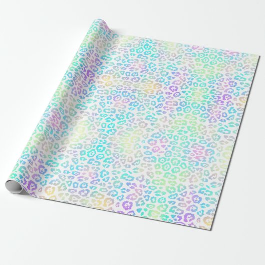Pastel Rainbow Leopard Muster Geschenkpapier (Ungerollt)