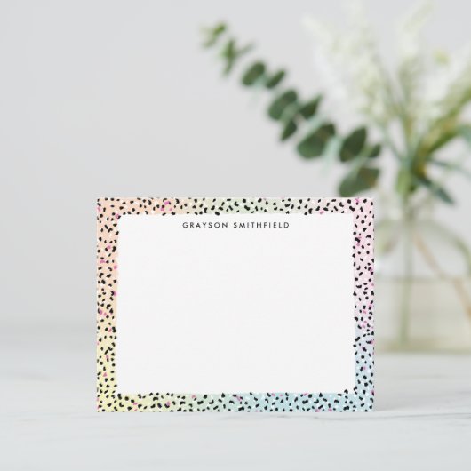 Pastel Rainbow Leopard Personal Stationery Card Einladung (Stehend Vorderseite)