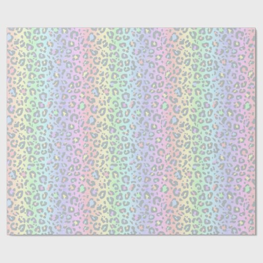 Pastel Rainbow Leopard Print Geschenkpapier (Flach)