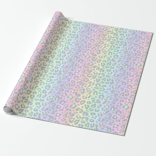 Pastel Rainbow Leopard Print Geschenkpapier (Ungerollt)
