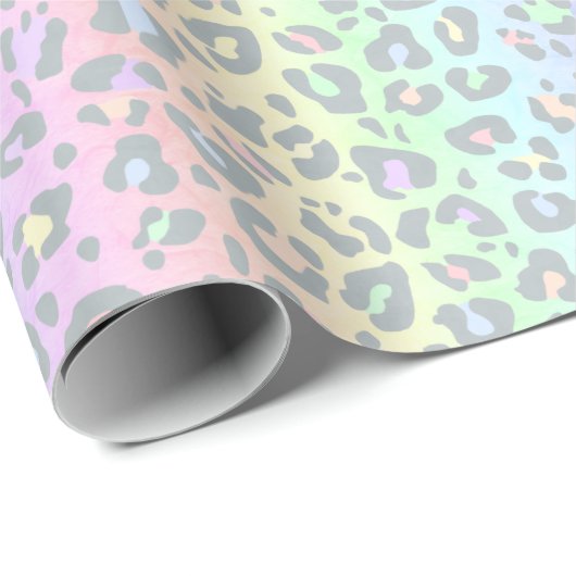 Pastel Rainbow Leopard Print Geschenkpapier (Rolleneckpunkt)