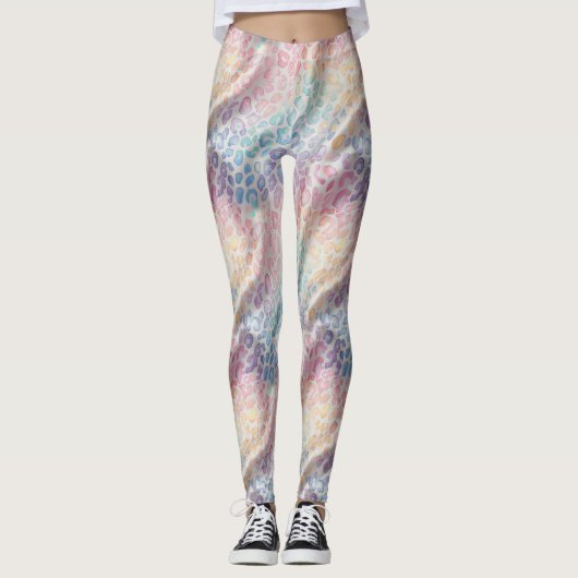 Pastel Rainbow Leopard Print Leggings (Vorderseite)
